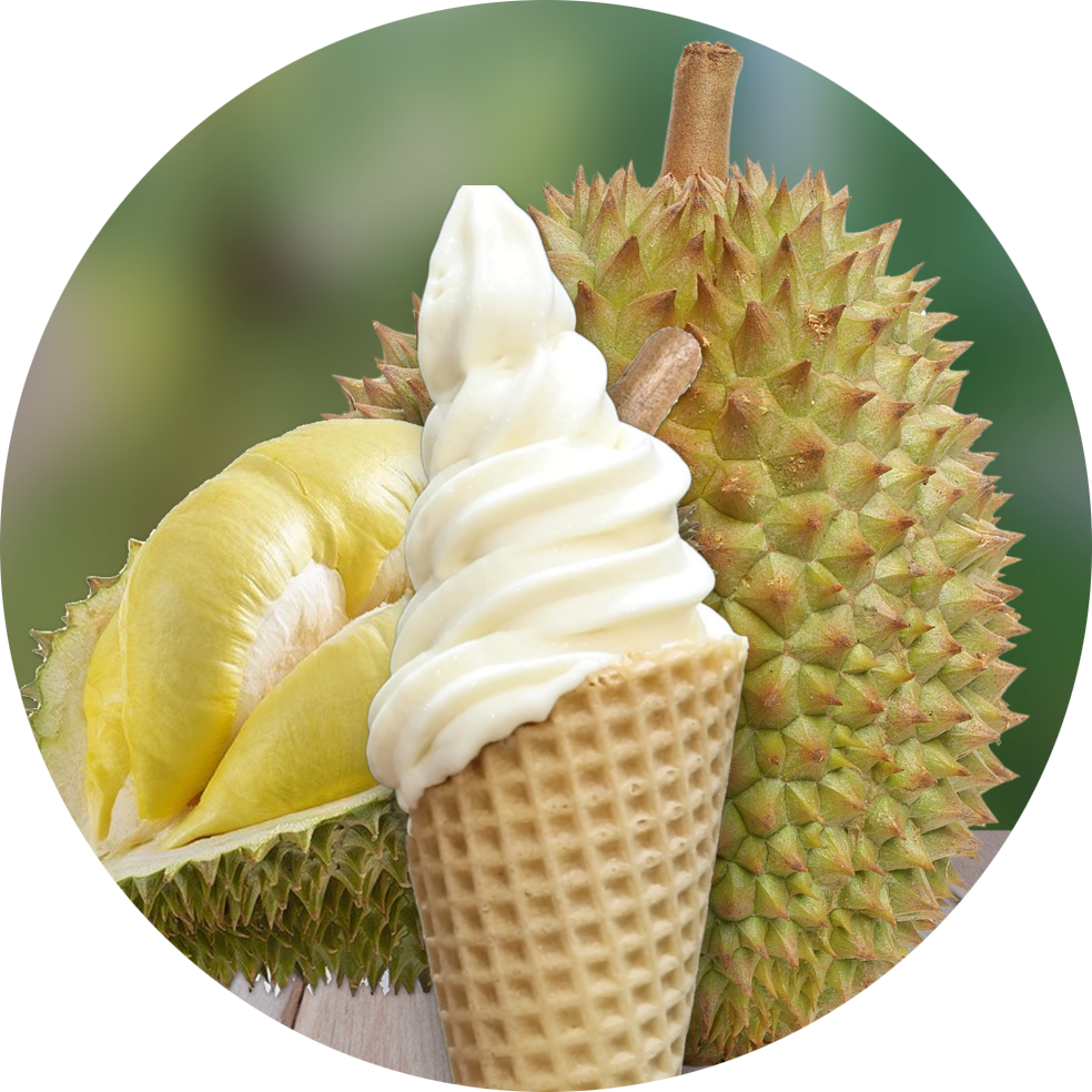 Refreshing and creamy durian ice cream, capturing the bold and exotic flavor of durian fruit